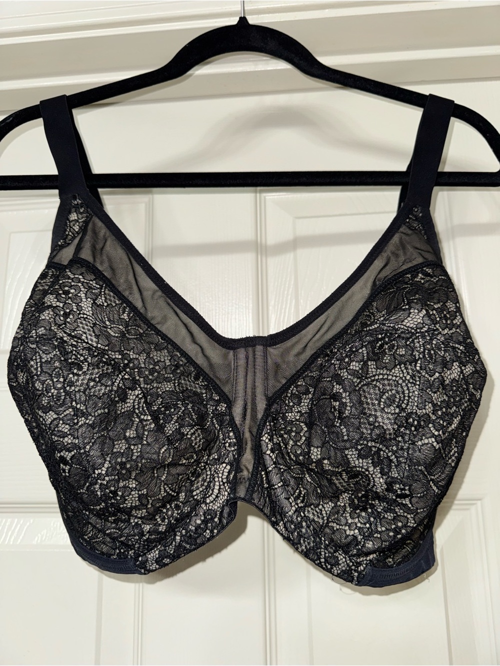 Elomi Jodi Black Lace Underwire Plunge Bra 36HH UK 36L US EL4U60